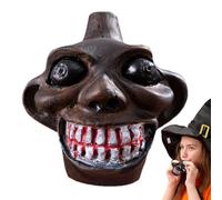 Silbato de la muerte azteca, juguete tótem de resina | Big Eyes Grinning Roaring Sound Design 300 G, réplica antigua de un instrumento sonoro gritando para celebraciones históricas de