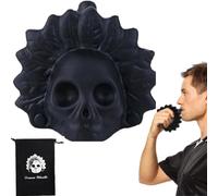 Silbato de la Muerte Azteca, Silbato de Guerra Gritador Azteca, Los Gritos Más y Auténticos con Sonido Humano, Silbato de Guerra Azteca con Bolsa con Cordón (Silbato Dios del Viento Negro)