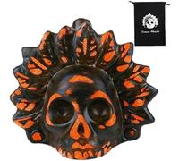 Silbato de la Muerte Azteca, Silbato de Guerra Gritador Azteca, Los Gritos Más y Auténticos con Sonido Humano, Silbato de Guerra Azteca con Bolsa con Cordón (Silbato Naranja Negro Dios del Viento)