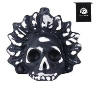 Silbato de la Muerte Azteca, Silbato de Guerra Gritador Azteca, Los Gritos Más y Auténticos con Sonido Humano, Silbato de Guerra Azteca con Bolsa con Cordón (Silbato Negro Blanco Dios del Viento)
