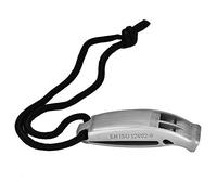 Silbato de seguridad, 3 colores, doble tubo silbato con cordón para señalización de rescate de emergencia (gris)