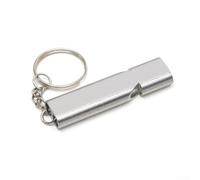 Silbato de seguridad de paso alto 120dB aleación de aluminio doble tubo para supervivencia camping senderismo rescate plata 5,6 cm (plata)