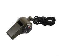 Silbato de supervivencia 3 en 1 con brújula y termómetro, herramienta de señalización de plástico fuerte para senderismo, camping, mochilero, verde militar, 60 mm (1 unidad)