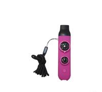 Silbato de supervivencia 7 en 1 con brújula LED lupa compartimento de almacenamiento termómetro construcción resistente multifuncional herramienta al aire libre para navegación y (morado)