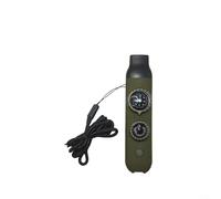 Silbato de supervivencia 7 en 1 con luz LED para brújula, lupa de luz LED, compartimento de almacenamiento, termómetro, construcción resistente, herramienta multifuncional al aire libre para