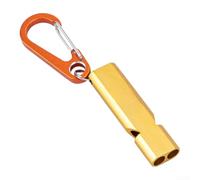 Silbato de supervivencia de doble tubo de aleación de aluminio, señal de alta frecuencia de 120 dB para camping, senderismo, ligero con anillo en D (amarillo)