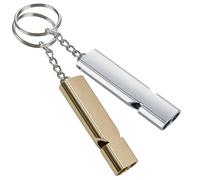 Silbato Emergencia,Silbato Supervivencia,2 Piezas Silbatos Doble Frecuencia de Metal Plata Oro,Alta Intensidad para Rescate,Camping,Senderismo y Arbitro,Incluye Llavero,Fuerte y Duradero de Aluminio