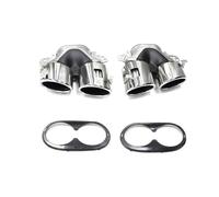 Silbato Escape Coche Punta De Escape Y Silenciador Parachoques Trasero Para Mercedes Para Benz W177 A35 C118 CLA35 X247 GLB35 A45S Reinstalación 2020+(Silver SetA)