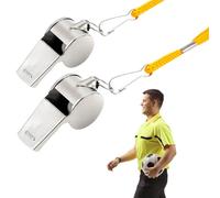 Silbato para entrenadores de baloncesto, silbato para árbitro con cordón,Silbato de entrenamiento Silbato de fútbol con cordón 2 piezas | Silbato de entrenamiento de metal con sonido fuerte y nítido p