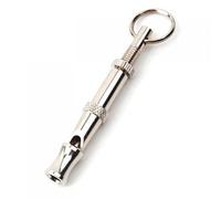 Silbato ultrasónico de entrenamiento para perro, plateado, latón niquelado, paso ajustable, 2 1/8 pulgadas, con llavero