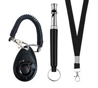 Silbato y clickers para entrenamiento de perros, juego profesional de clickers de entrenamiento de perros, silbato para dejar de ladrar, con cordón negro, frecuencia ajustable para cachorros para