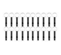 Silbatos de aluminio (paquete de 20), deportivos, de emergencia y supervivencia, con llavero, color negro