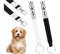 Silbatos profesionales de entrenamiento para perros, juego de 2, ultrasonidos ajustables, negro y blanco, con cordón