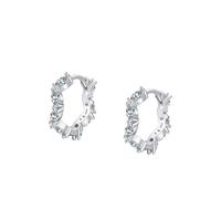 Silber Ohrringe Creolen Klein, Ohrringe 925 Unregelmäßige Wellen mit Tropfenschliff Weiß Zirkonia