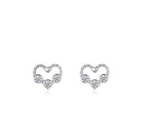 Silber Ohrringe Damen Groß, Ohrringe Silber 925 Aesthetic Hohles Herz mit Zirkonia Geschenk für Damen