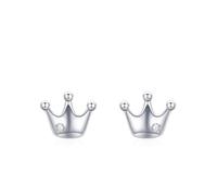 Silber Ohrringe Damen Klein, Damen Ohrringe Modeschmuck Krone mit Rundschliff Weiß Zirkonia 925 Silber
