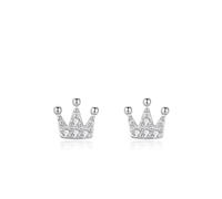 Silber Ohrringe Damen Klein, Earrings For Women Large Krone mit Rundschliff Weiß Zirkonia 925 Silber