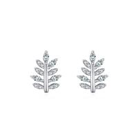 Silber Ohrringe Elegant, Ohrringe Gold Set 925 Blätter mit Weiß Zirkonia Geschenke Damen