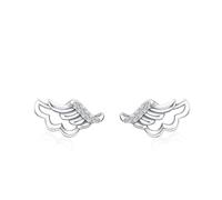 Silber Ohrringe Ohrstecker Groß, Ohrhänger Silber 925 Flügel mit Zirkonia Mama Geschenk