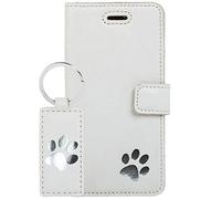 Silber Pfote - Funda de Piel para Samsung Galaxy S7 Edge G935 (función Atril, Piel auténtica), diseño de Huellas de Color Pastel