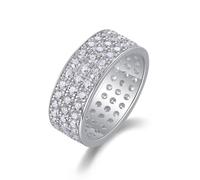 Silber Ringe, Damenringe mit Voller Moissanit 9K Weißgold Größe 49 (15.6) Mama Geschenk