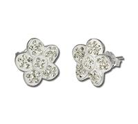 SilberDream Pendiente del perno prisionero para mujeres con Elementos de Swarovski - blanco shiny - flor - 925 plata esterlina GSO213W