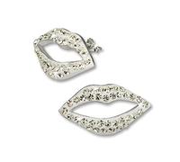 SilberDream Pendiente del perno prisionero para mujeres con Elementos de Swarovski - blanco shiny - labios - 925 plata esterlina GSO214W