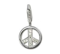 SilberDream Pulsera con colgante de Peace de plata de ley 925 con circonitas D2FC249W, un bonito regalo para Navidad, cumpleaños, día de San Valentín para la mujer, Plata de ley, Circonita cúbica