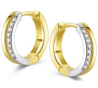SILBERKETTEN STORE DEIN SCHMUCK ONLINE SHOP Elegantes pendientes de aro con circonitas SJR | auténtico oro 333 | pendientes para mujer sin níquel | diámetro 12 mm, Durchmesser 12mm, Dorado, Sin piedra