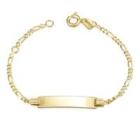 Silberketten-Store Pulsera de grabado para bebés/niños, oro 333, incluye grabado, longitud a elegir entre 12 y 16 cm, 12 centimeters, Oro amarillo