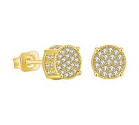 Silberne Ohrclips Für Damen Screw Back Earrings Golden Plated 5A+ Cubic Zirconia Cluster Round Screw On Stud Afrikanische Ohrringe Für Aus Holz, Einheitsgröße, Metal, Sin piedra preciosa