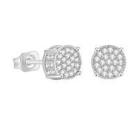 Silberne Ohrclips Für Damen Screw Back Earrings Golden Plated 5A+ Cubic Zirconia Cluster Round Screw On Stud Afrikanische Ohrringe Für Aus Holz, Einheitsgröße, Metal, Sin piedra preciosa