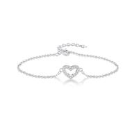SILBERTALE Cadenas Corazón Pulseras Mujer Plata de Ley 925 Pulseras Doradas Simple Loveful para Mujeres, Eine Grösse, Metal, Sin piedra preciosa