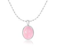 SILBERTALE Collar de piedra lunar de plata de ley 925, hipoalergénica, colgante ovalado en rosa, azul y blanco, ligero y cómodo, con caja de regalo, regalo para mujeres, novia, madre, San Valentín