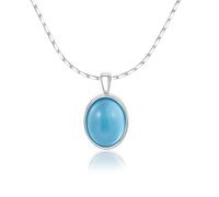 SILBERTALE Collar de piedra lunar de plata de ley 925, hipoalergénica, colgante ovalado en rosa, azul y blanco, ligero y cómodo, con caja de regalo, regalo para mujeres, novia, madre, San Valentín