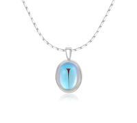 SILBERTALE Collar de piedra lunar de plata de ley 925, hipoalergénica, colgante ovalado en rosa, azul y blanco, ligero y cómodo, con caja de regalo, regalo para mujeres, novia, madre, San Valentín