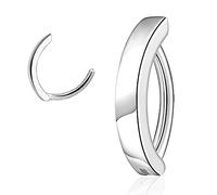 SILBERTALE Piercing de ombligo de plata de ley 925 con circonita cúbica curvada inversa, 14G,10MM, Plata de ley Plata