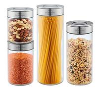 SILBERTHAL Botes cocina almacenaje - Hermeticos y antipolillas de vidrio y acero inoxidable - 1700ml 1300ml 1000m y 700ml - Tarros despensa