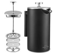 SILBERTHAL Cafetera francesa 1L - Acero inox - Cafetera émbolo negra | Acero inoxidable - Mantiene el café caliente - French press coffee Negra - Sin residuos DE café en la taza
