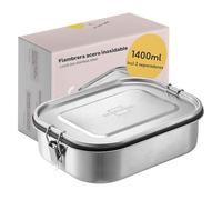 SILBERTHAL Fiambrera metálica 1400 ml - Acero inoxidable - Hermética y con 2 separadores - Lunch box stainless steel