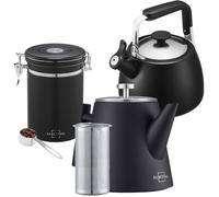 SILBERTHAL Set Hervidor de agua silbante 2,8l - Acero inoxidable - Tetera termo y tarro almacenamiento cocina