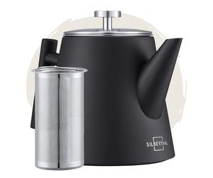 SILBERTHAL Tetera infusiones 1L - Mantiene el té caliente - Tetera acero inoxidable con filtro - Doble pared aislante