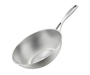 SILBERTHAL Wok acero inoxidable 28 cm - Induccion gas y vitroceramica - Sarten honda para saltear y freir