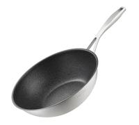 SILBERTHAL Wok induccion acero inoxidable - Sarten honda 28 cm - Antiadherente sin PFOA - Para saltear o freir