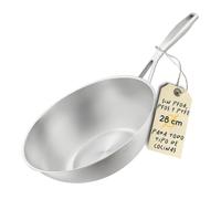 SILBERTHAL Wok inox 28 cm - Inducción gas y vitro - Saltear y freír | Sin PFOA, PFOS y PTFE - Induccion gas y vitroceramica - Sarten honda para saltear y freir - Sin antiadherente
