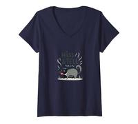 Silbido y Contar: Humor juguetón de zarigüeya para los Amantes de los Animales Camiseta Cuello V, Mujer, Azul Marino, L
