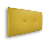 Silcar Home - Cabecero de Cama 105 Amarillo - Tapizado, Estructura Madera, Hilera Botones Estilo Moderno - Fácil Instalación, Acolchado Confort - 105 cm, Polipiel Amarillo