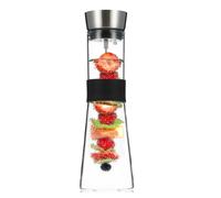 GLASWERK Jarra Agua Cristal (1L), Brocheta de Fruta con Tapón Extraíble, Tapa de Acero Inoxidable, Jarra de Agua de Vidrio Borosilicato, Asa Silicona, Apta lavavajillas, Libre de BPA