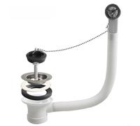 Sileduove 1 paquete de desagüe de fregadero de cocina de acero inoxidable de 70 mm con rebosadero redondo y cadena de cuentas, tapón antipérdida para lavar el baño en el hogar