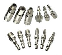Sileduove Accesorios de compresor de aire, juego de liberación rápida, conector de manguera de línea de aire, kit de acoplamiento industrial de 12 piezas, acero aleado galvanizado, válvula de cierre